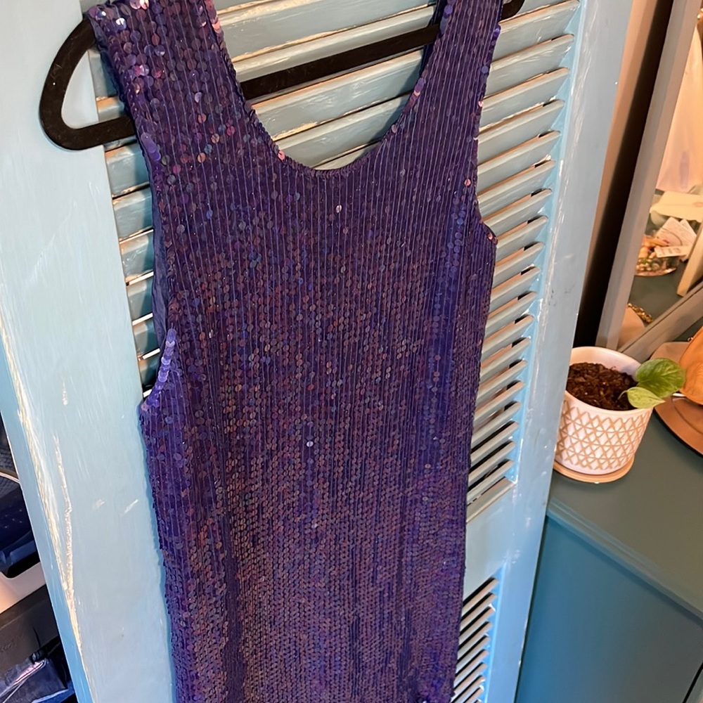 RARE Silk Sequin Purple Vintage Dress